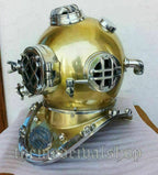 Diving Helmet Us Navy Mark V Antique Brass Steel Full Size Maritime Gift - Retro Handicrafts