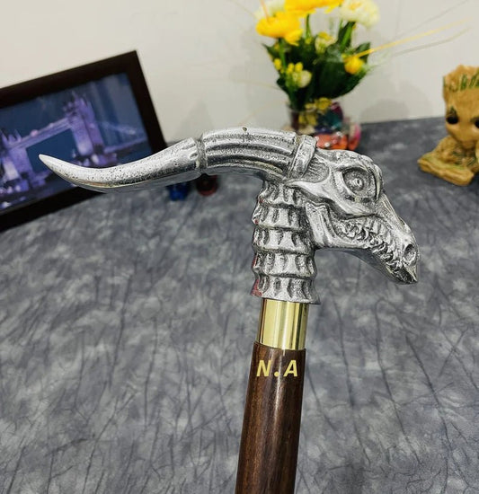 Dragon Head Walking Cane Victorian Style Nautical Toscano Dragon Handle Wooden Walking Stick - Retro Handicrafts