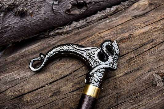 Dragon Head Walking Stick for Old Man's and Women's - Retro Handicrafts