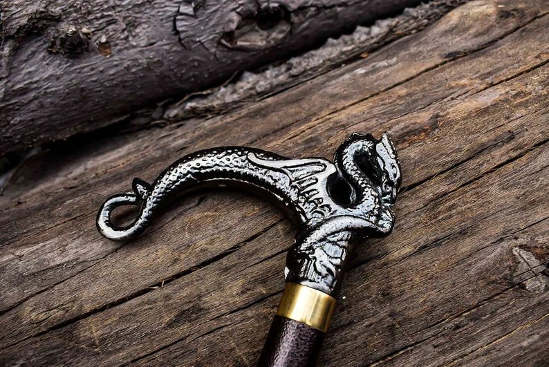 Dragon Head Walking Stick for Old Men and Women with Twistable Handle
