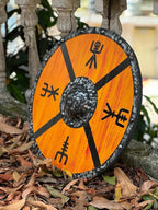 Dragon Ship Armor Wooden Shield - 24 Inch Medieval Warrior Wall Décor and Unique Gift