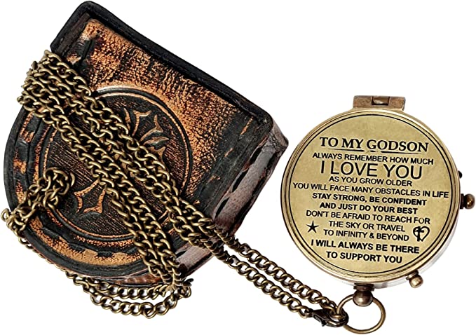 Engraved Brass Compass for Son / God Son, from Mom, Dad, Godfather, for Birthday - Retro Handicrafts