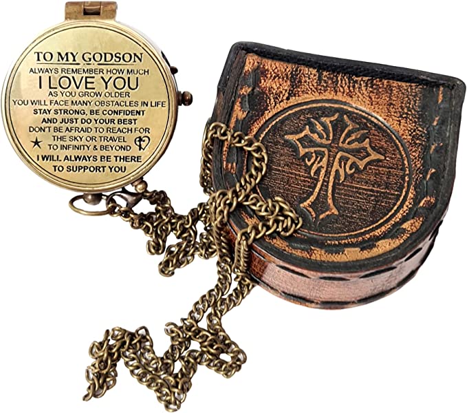 Engraved Brass Compass for Son / God Son, from Mom, Dad, Godfather, for Birthday - Retro Handicrafts