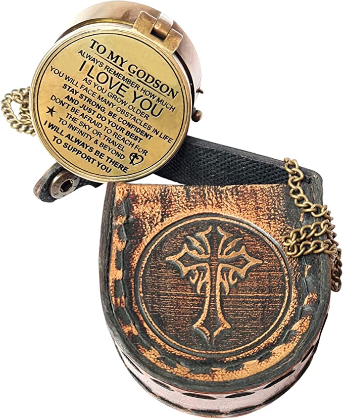 Engraved Brass Compass for Son / God Son, from Mom, Dad, Godfather, for Birthday - Retro Handicrafts