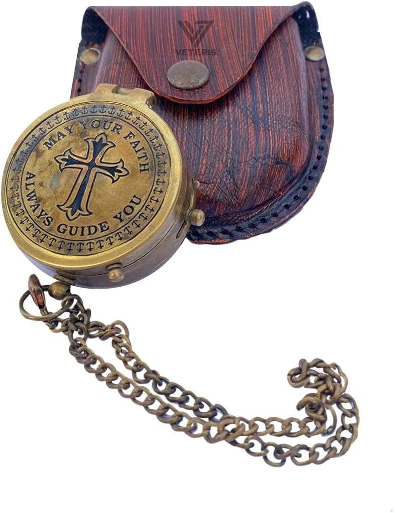 Religious engraved compass with custom engraving, perfect keepsake for religious milestones.