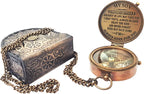 Personalized engraved compass with wood case, perfect gift for son with heartfelt message.