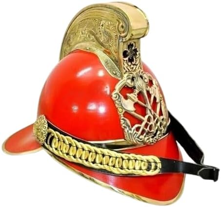 Fire Fighter Red Victorian Brass Helmet for Cosplay & Halloween - Retro Handicrafts