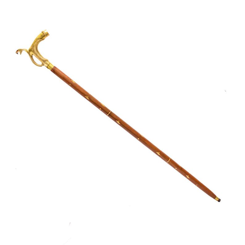 Foldable Victorian Walking Stick with Brass Snake Handle and Rosewood Shaft – Convenient and Stylish