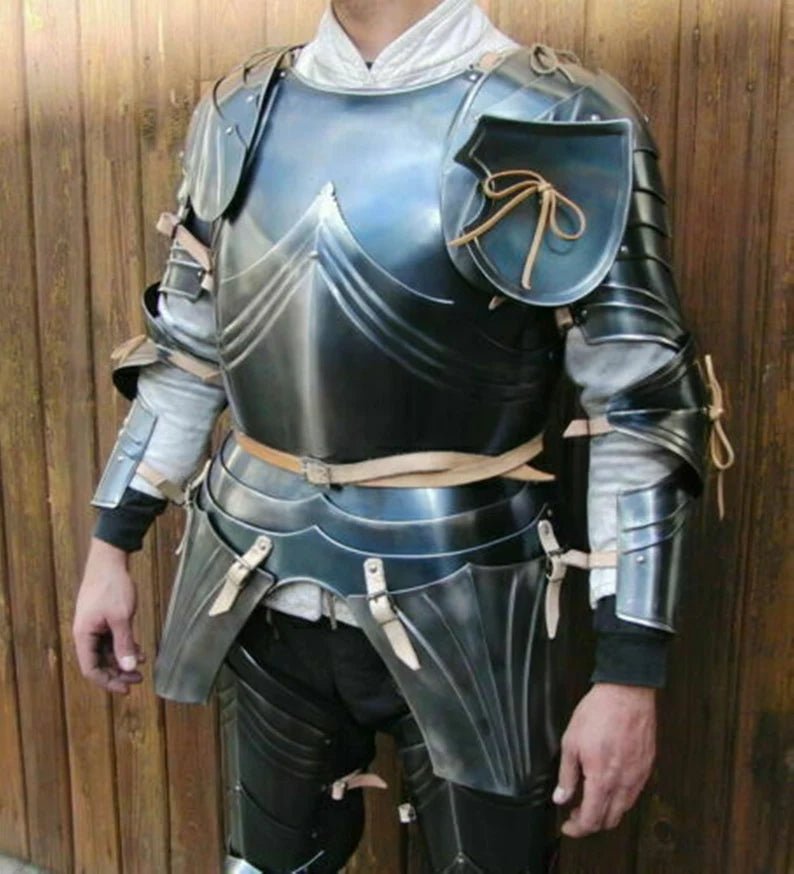 Full Suit Of Armor, Medieval Knight Blackened Steel Gothic Armour - Retro Handicrafts