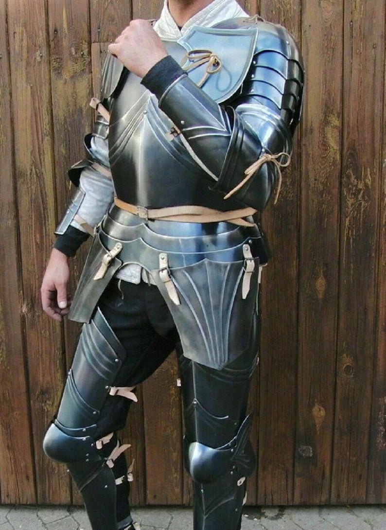 Full Suit Of Armor, Medieval Knight Blackened Steel Gothic Armour - Retro Handicrafts