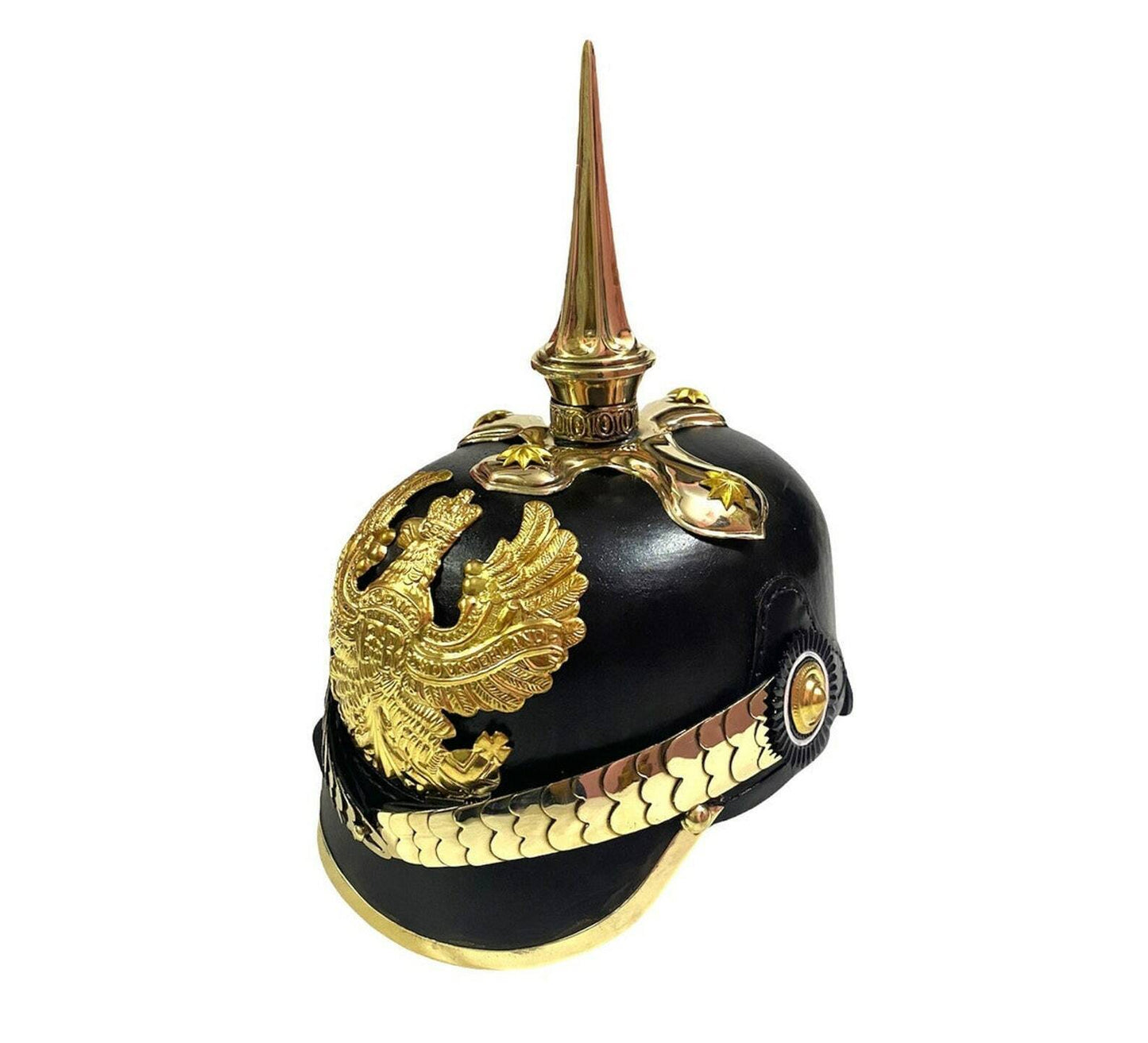 German Pickelhaube Helmet Prussian Leather Helmet Spiked Officer Helmet Hat - Retro Handicrafts