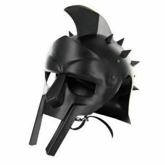 Gladiator maximus helmet black roman spiked helmet steel gladiator face mask - Retro Handicrafts