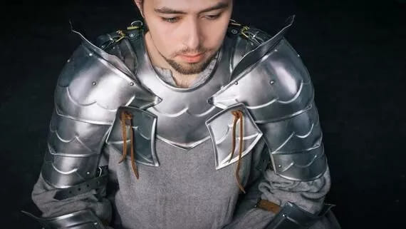 Gothic LARP Armor Gorget and Pauldrons for Halloween and Fantasy Cosplay