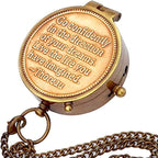 Thoreau's engraved brass compass presented as a graduation gift, ideal for adventure lovers.