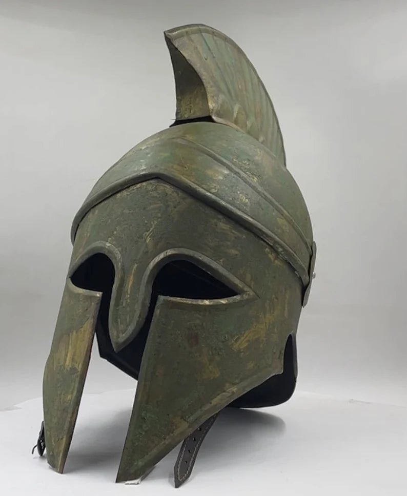 Greek Corianthian Helmet Rusty Oxidised Look Metal Helmet for cosplay Best Gift for Him - Retro Handicrafts