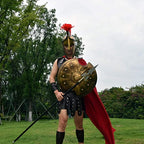 Hand-painted Greek Trojan War shield, designed for historical reenactments and Greek mythology enthusiasts.