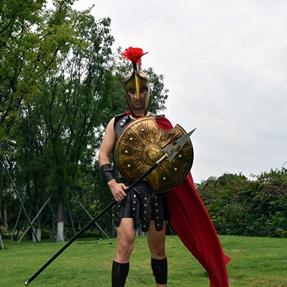 Hand-painted Greek Trojan War shield, designed for historical reenactments and Greek mythology enthusiasts.