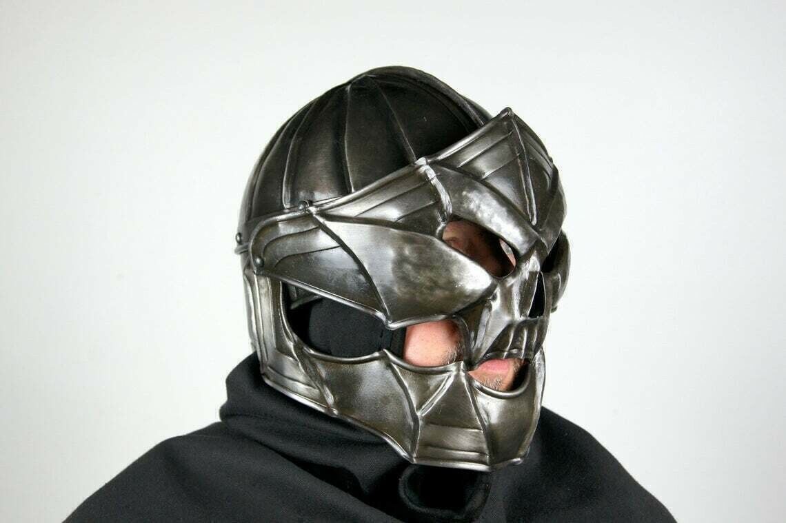 Halloween Blackened 18 Gauge Steel Medieval Demonic Face Death knight Helmet - Retro Handicrafts