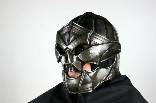 Halloween Blackened 18 Gauge Steel Medieval Demonic Face Death knight Helmet - Retro Handicrafts