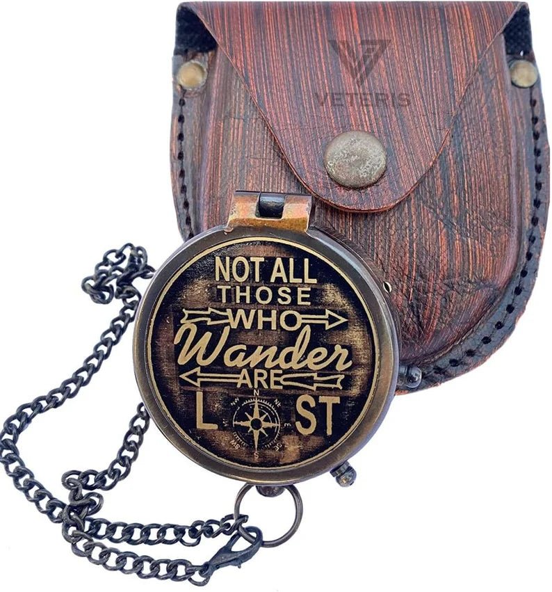 Handcrafted brass compass with vintage design, ideal for baptism, christening, and confirmation gifts.