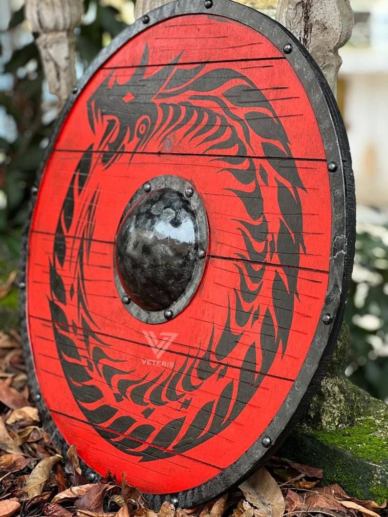 Handcrafted Medieval Viking Shield - 24 - inch Wooden Battle Ready Shield - Retro Handicrafts