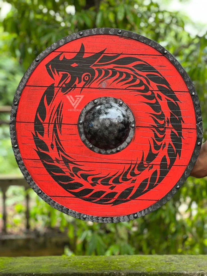 Handcrafted Medieval Viking Shield - 24 - inch Wooden Battle Ready Shield - Retro Handicrafts