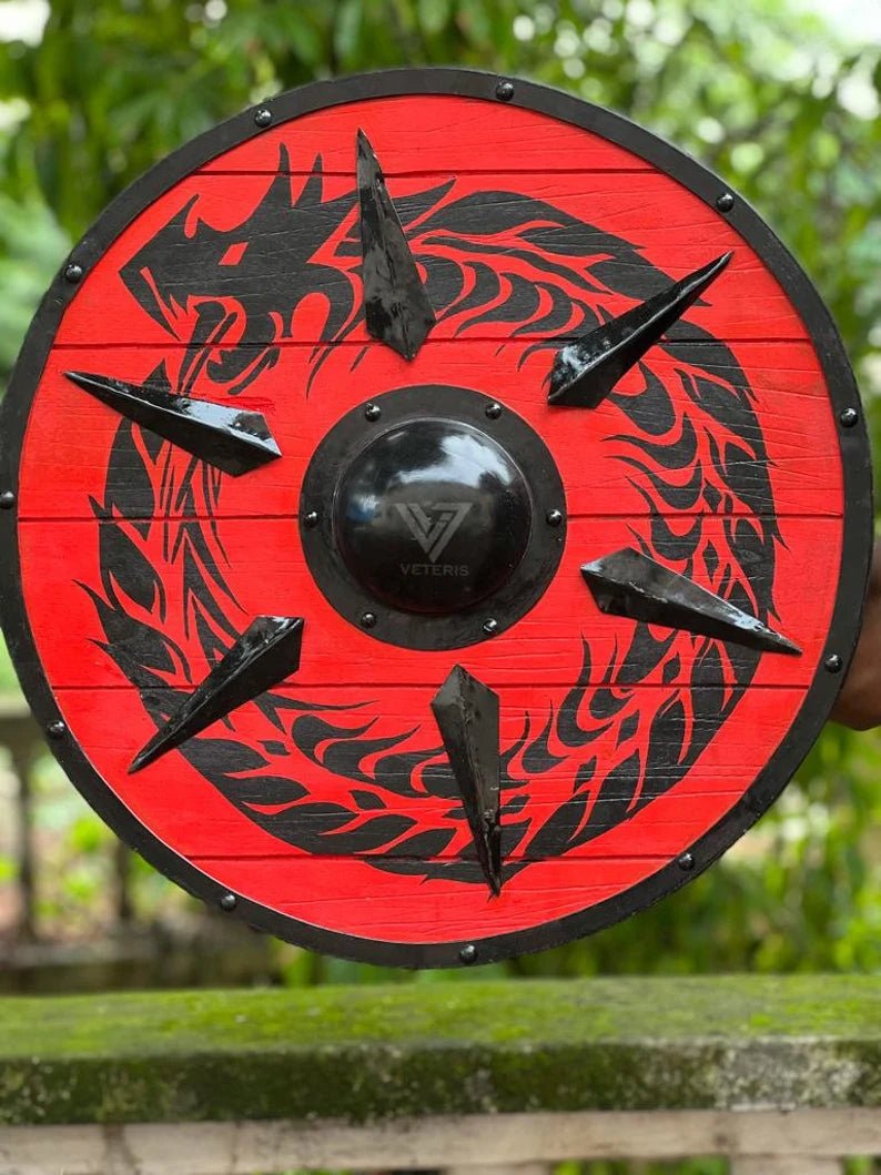 Handcrafted Viking Shield | Medieval 24 - inch Wooden Battle Ready Shield - Retro Handicrafts