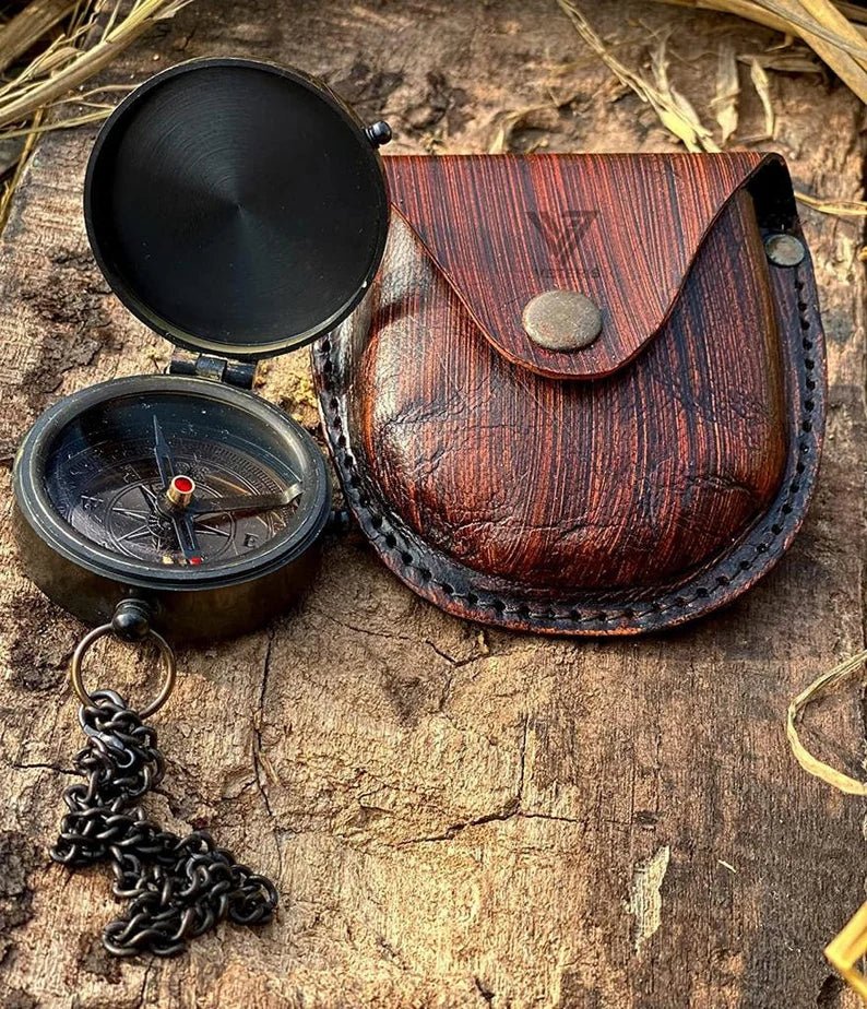 Handmade brass compass, a unique birthday gift for children, engraved with a personal message.