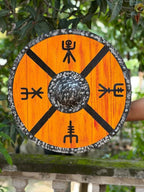 Handmade Medieval Wooden Shield with Armor Design - Perfect Wall Décor for History Lovers