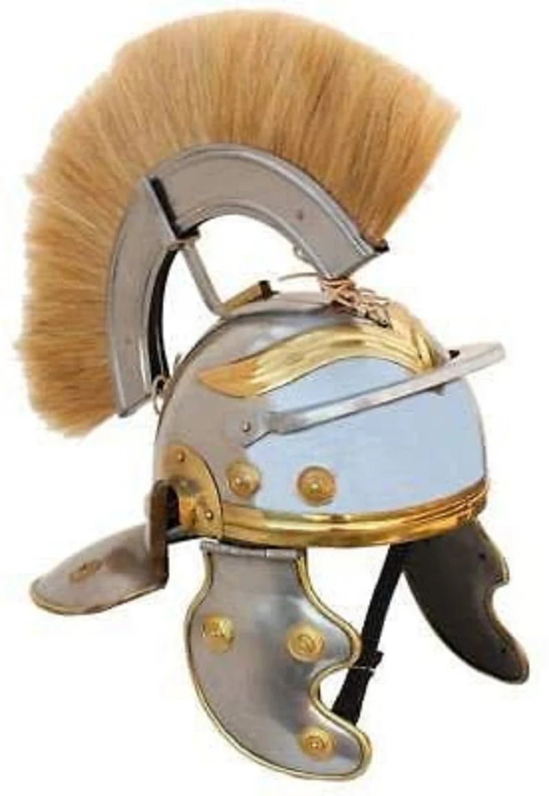 Handmade Roman Centurion Armor Helmet With Plume | Halloween Costume Props - Retro Handicrafts