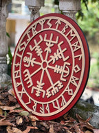 Close-Up of Handmade 24-Inch Viking Shield - Wooden and Iron Details