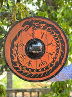 Handmade 24-inch Viking shield designed for medieval defense, made from high-quality wood for durability and style.