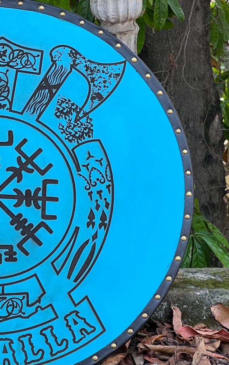 Handmade 24-Inch Viking Shield for Roleplay and Cosplay - Wooden and Steel Construction
