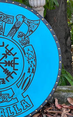 Handmade 24-Inch Viking Shield for Roleplay and Cosplay - Wooden and Steel Construction