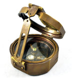 Heavy-duty survey brass compass with wooden storage case, an ideal gift for marine men and outdoor adventurers.
