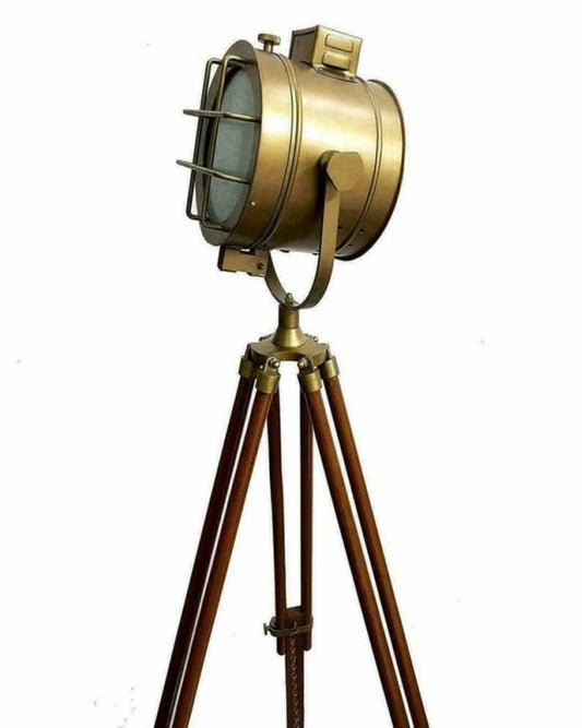 Hollywood designer floor light with black tripod stand antique spotlight - Retro Handicrafts