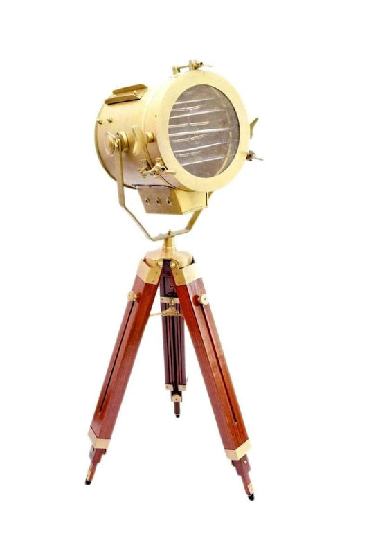 Hollywood designer floor light with black tripod stand antique spotlight - Retro Handicrafts