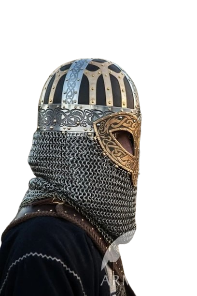 Unleash Your Inner Warrior: Men's Combat Helmet with Etched Patterns - Viking Leather Armor for Authentic Battle-Ready Style
