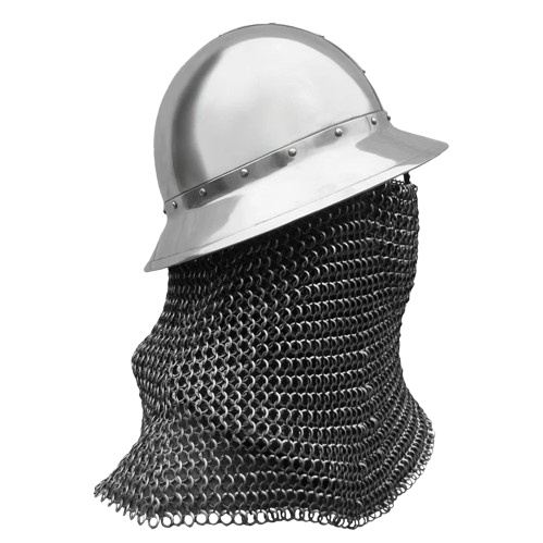 Medieval Elegance: Chainmail-Adorned Kettle Hat for Authentic Renaissance Style