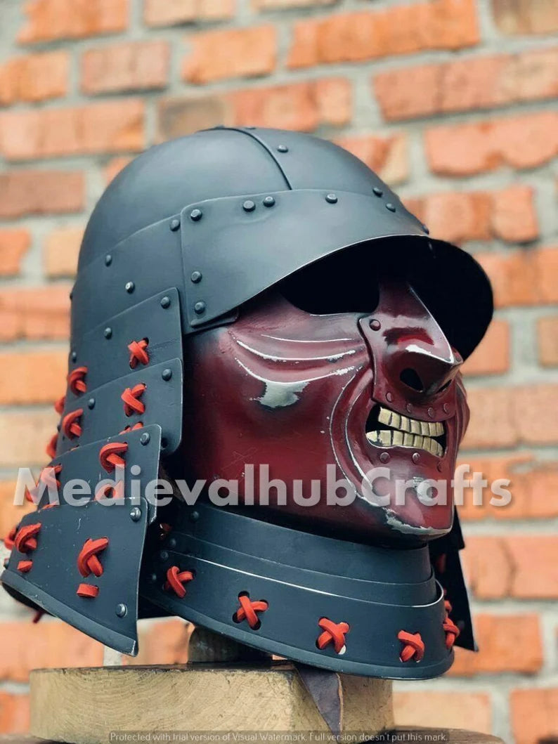 medieval samurai helmet knight helmet with black leather liner 18GA SCA Larp