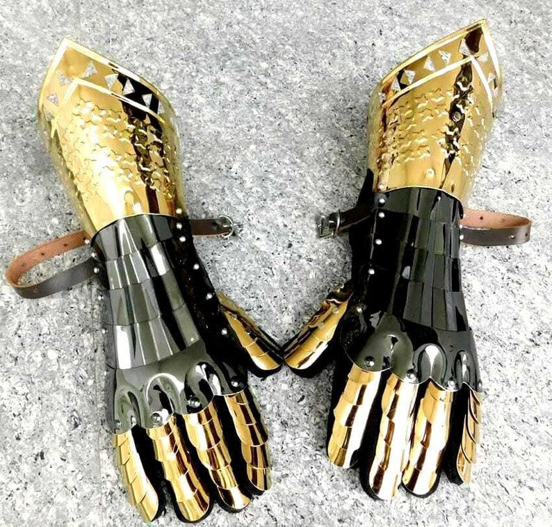 Stainless Steel Medieval Gothic Style Pair Of Gauntlets Knight Gloves Gifts