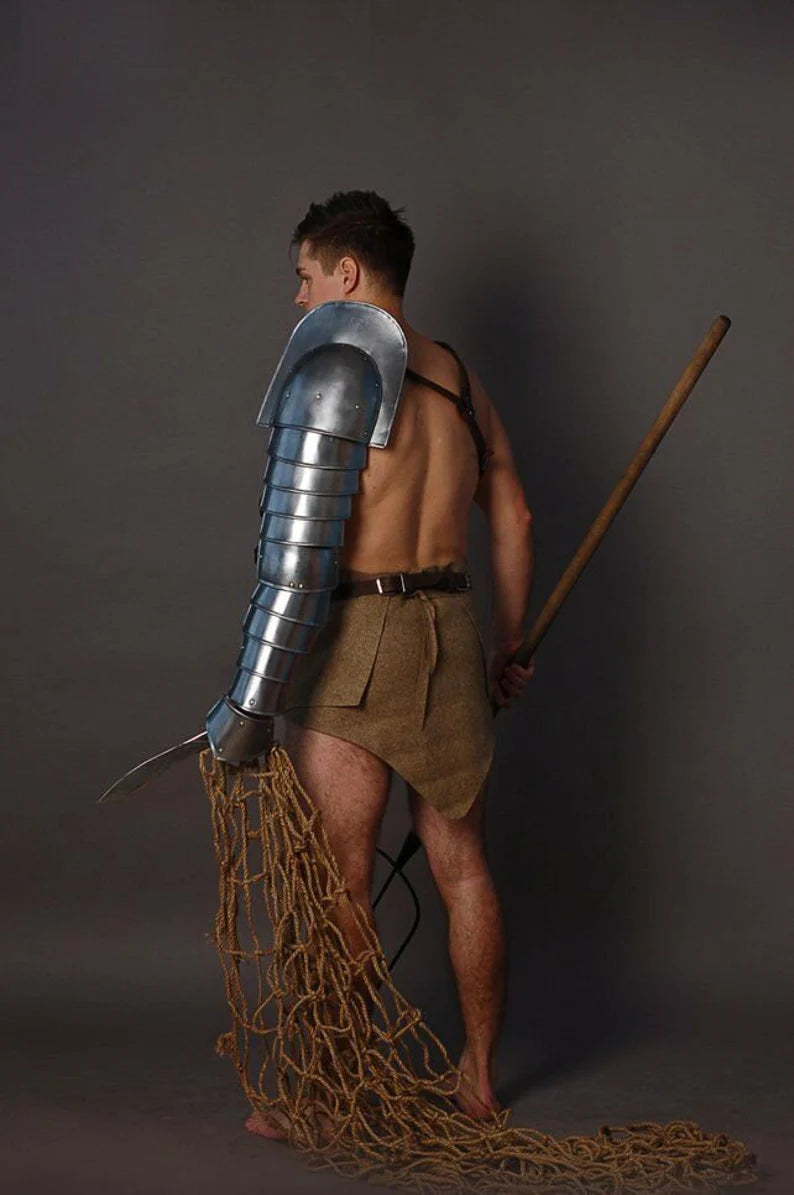 Medieval Pauldrons Steel Shoulder & Bracer Gladiator Retiarius LOTR Halloween
