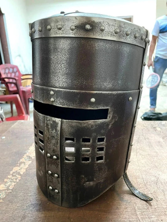 Black Knight Monty Steel Iron Helmet - Battle Ready Armor, Museum Quality Metal Knight Helmet