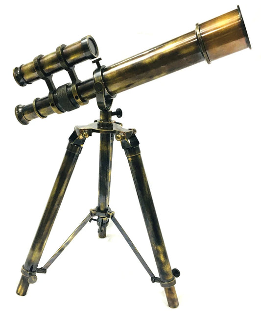 Vintage 10'' Brass Antique Telescope with Working Tripod Stand: Nautical Spyglass Tabletop Gift, Ideal for Anniversaries