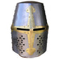 Medieval Knight Crusader Helmet - 11" Metal Chrome, Swagger Souls-Style Decorative Gift for History Enthusiasts