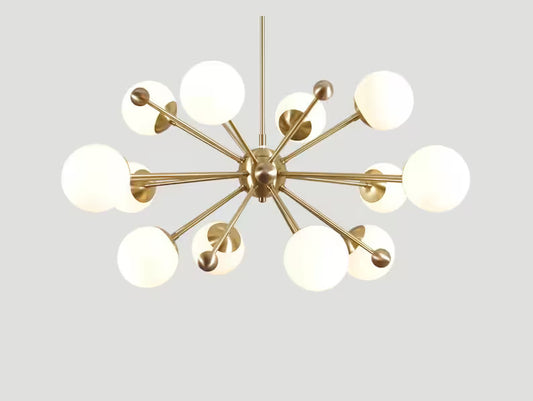 Stunning Large Mid Century Brass Sputnik Chandelier Statement Ceiling Light Lamp 12 light Dining Entrance Hall Lounge