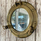 Antique Brass Porthole Mirror - 12'' Nautical Ship Boat Window Wall Decor - Home & Office Gift