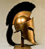 King Leonidas Spartan helmet with a long hair plume, ideal for decoration or cosplay.