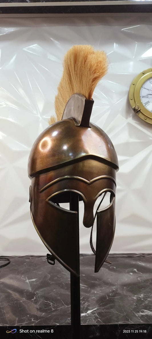 Knight Crusader Helmet | Medieval Corinthian Steel & Leather | Roman Style Armor | Unique Christmas Gift Item - Retro Handicrafts