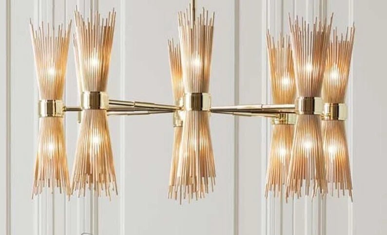 Large Skyla Brass Sputnik Chandelier Mid Century Modern Brass Ceiling Lights Full Brass Chandelier handmade - Retro Handicrafts